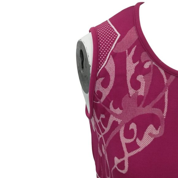 Athleta Seamless Pink Abstract Polka Dot Muscle Tank Top Size M Stretch - Picture 2 of 11